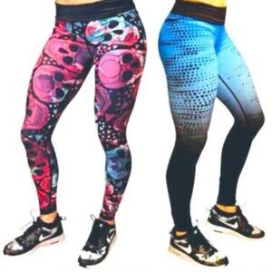 NWOT | CVG (Constantly Varied Gear) | Ombre and Skulls Reversible Leggings